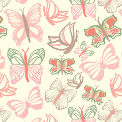 Vector pattern with butterflies
