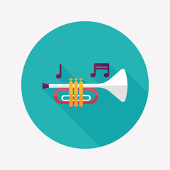 trumpet or horn flat icon with long shadow,eps10