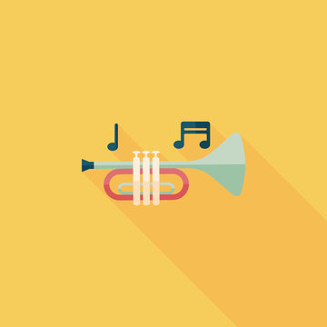 trumpet or horn flat icon with long shadow,eps10