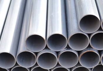Close - up Stack of steel pipes
