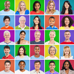 Fototapeta na wymiar Colourful Grid with facial expressions