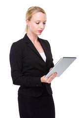 Caucasian businesswoman use of digital tabet