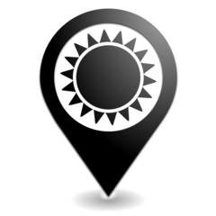 soleil sur symbole localisation noir