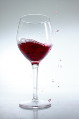 Red wine poured in a glass