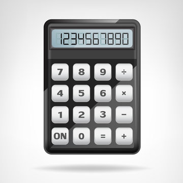 small round black calculator object isolated