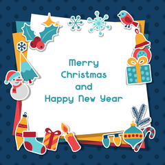Merry Christmas and Happy New Year invitation card.