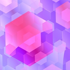 Abstract Purple Blue Overlapping Hexagons