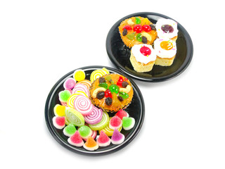 various of sweetmeat on white background