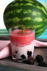 Watermelon cocktail in glass