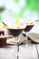 Espresso cocktail served on table
