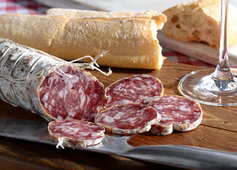 Italian salami and fresh bread
