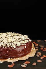 Tasty chocolate cake with almond,