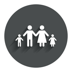 Complete family with two children sign icon.
