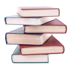 Books in a mess isolated on white