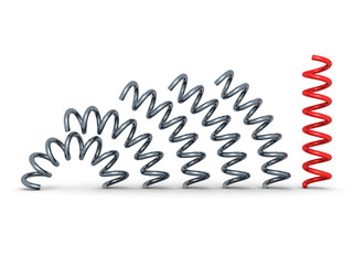red bent spring spiral leader on white background