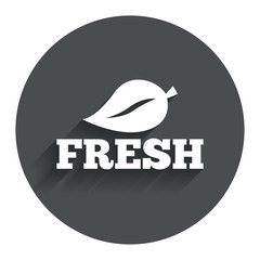 Fresh product sign icon. Leaf symbol.