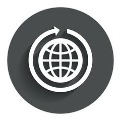Globe sign icon. Round the world arrow symbol.