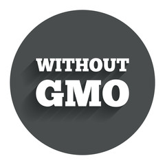 No GMO sign. Without Genetically modified food.