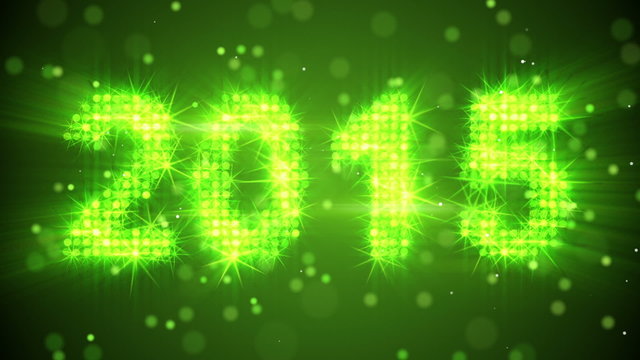 new year 2015 greeting green. last 10 seconds are loop