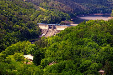 Fototapeta na wymiar The reservoir and hydraulic power plant Dalesice