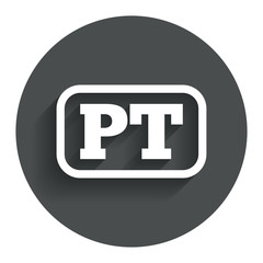 Portuguese language sign icon. PT translation