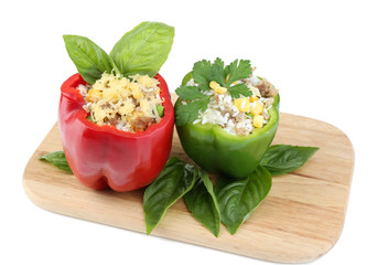 Peppers prepared for cooking stuffed paprika with meat and