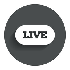 Live sign icon. On air stream symbol.
