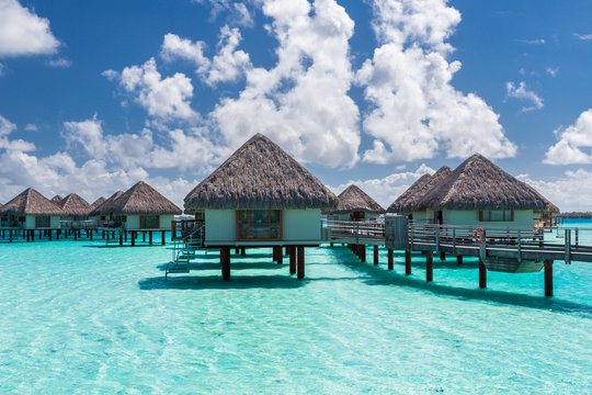 Overwater bungalows in french polynesia. Bora Bora