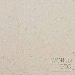 world map recycled paper craft stick on white background
