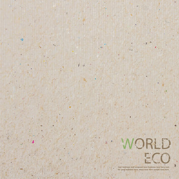 World Map Recycled Paper Craft Stick On White Background