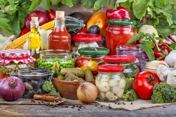 Fototapeta na wymiar Preservation of healthy fresh fruit and vegetables