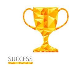 Creative concept of the success, cup. colorful polygons, vector