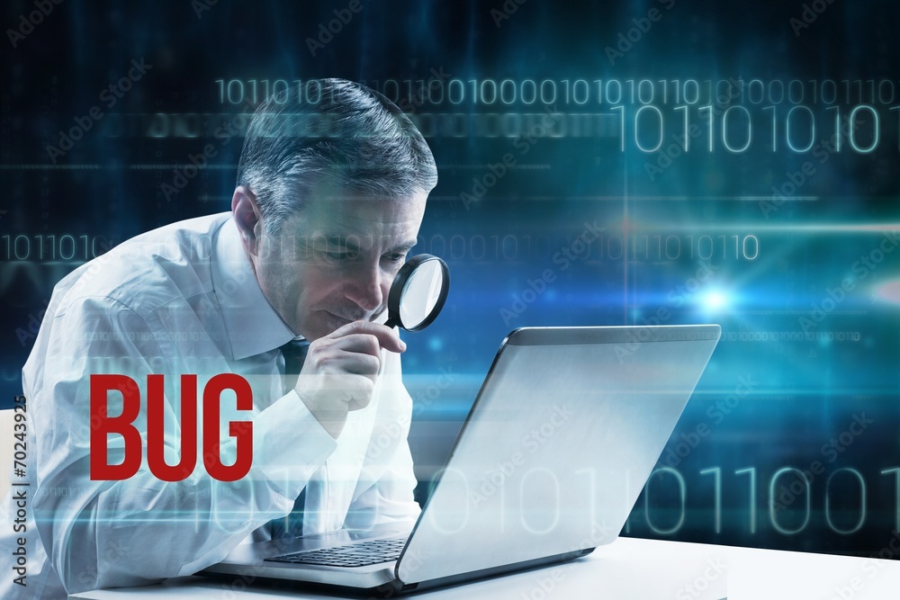 Leinwandbilder bug against blue technology design with binary code