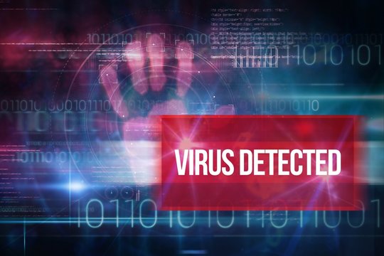 Virus detected against blue technology design with binary code