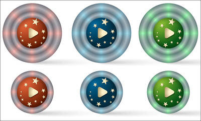 set of six icons with play symbol