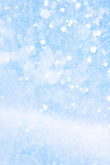 Art falling snow on the blue background