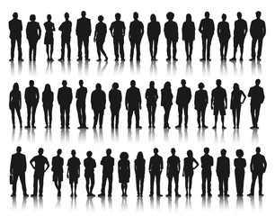 Silhouette Group of People Standing