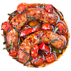 Sausages with stewed  vegetables