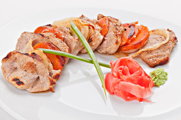 Grilled meat with vegetables
