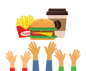 Stock vector flat fast food design icon set