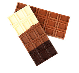 Chocolate bars isolated on white