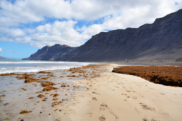 panoramica de la playa de famara en la isla de lanzarote