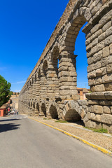 The famous ancient aqueduct in Segovia, Spain