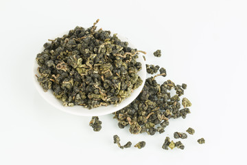 Dry green tea - Stock Image macro.