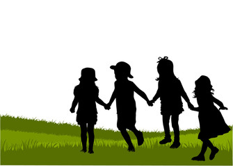 group of children silhouettes