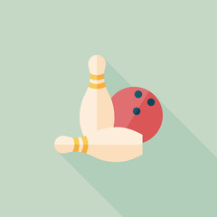 Bowling game flat icon with long shadow
