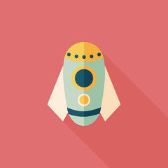 Rocket flat icon with long shadow,eps10