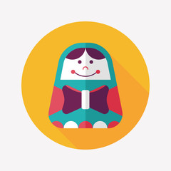 Russian Doll flat icon with long shadow,eps 10