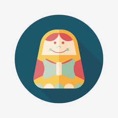 Russian Doll flat icon with long shadow,eps 10