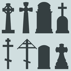 Vector Set of Silhouette Tombstones